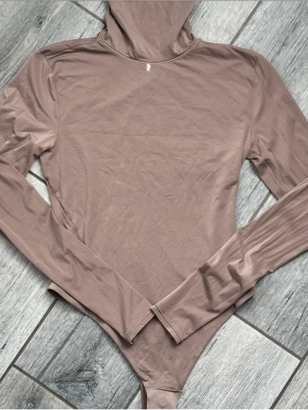 Lululemon Taupetastic Wundermost Ultra-Soft Nulu Turtleneck Bodysuit